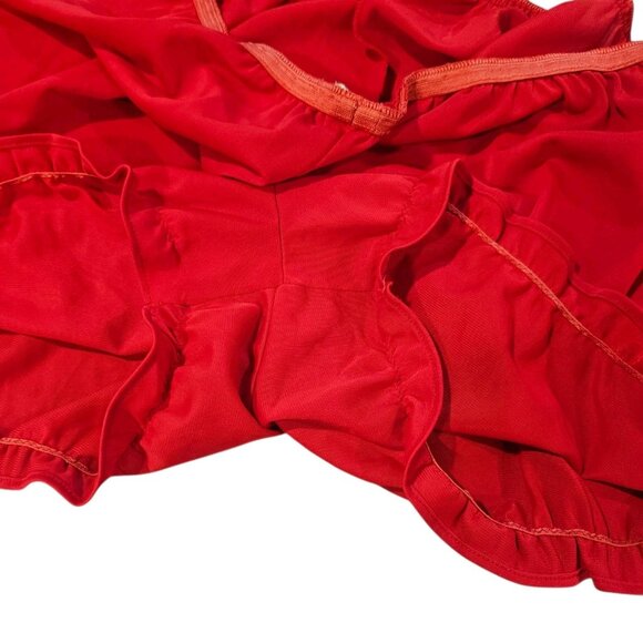 VTG 60s Red Nylon Bloomers Pinup Sissy Size M To L Ruffle Leg‎ Lingerie Shorts - Picture 7 of 11